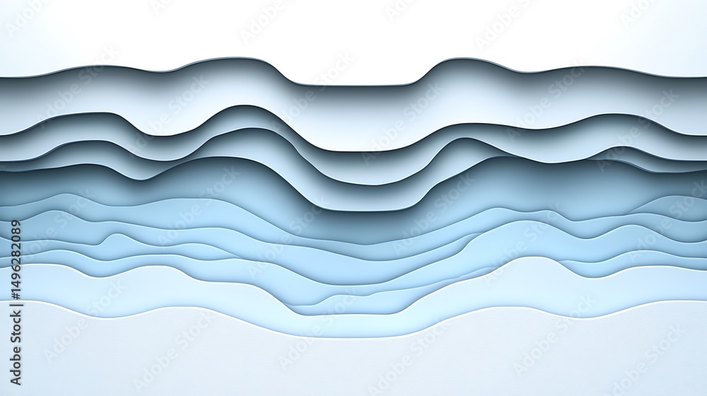 Fototapeta premium Abstract Blue Wave Paper Cut.