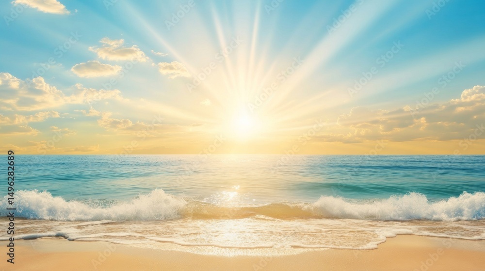 Obraz premium Sunset Beach Ocean Waves