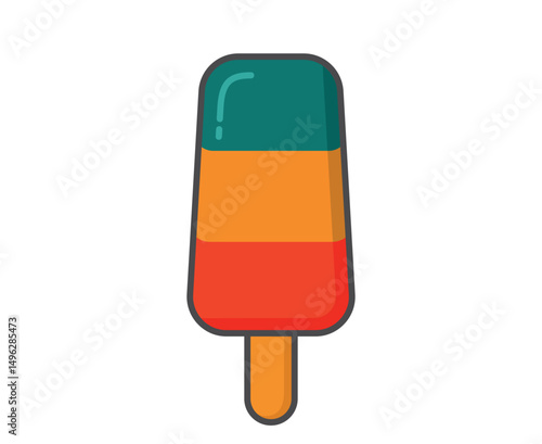 Sweet ice lolly. Ice cream, cold fruity dessert and summer food. Isolated vector image