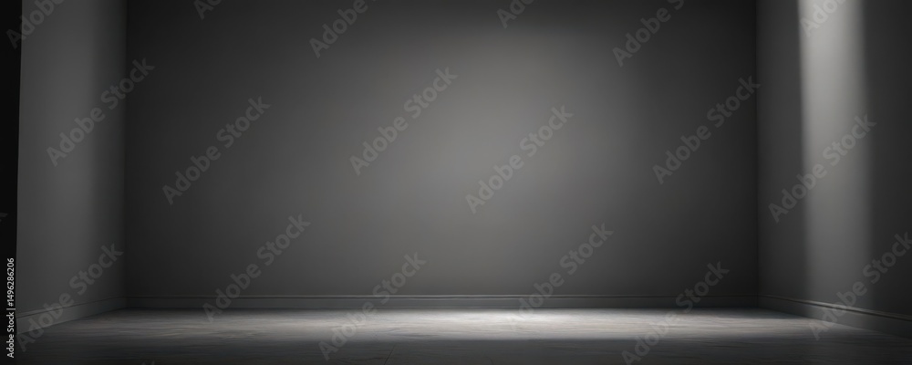 Obraz premium Elegant gray backdrop, dramatic lighting, product showcased in shadow play , texture, monochrome, advertising