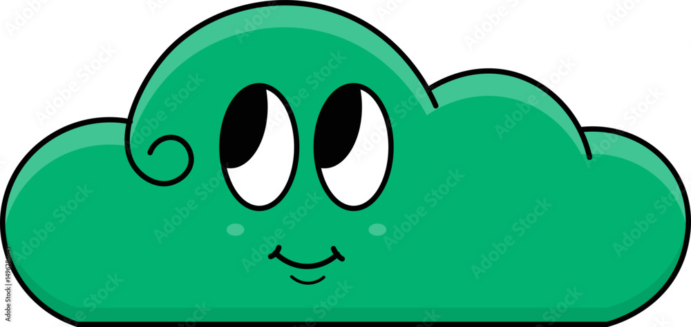 Groovy cute cloud character. Retro cloud with cartoon face expression illustration. Vector isolated. Groovy cute cloud character. Retro cloud with cartoon face expression illustration. Vector isolated.