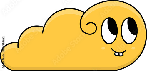 Groovy cute cloud character. Retro cloud with cartoon face expression illustration. Vector isolated.