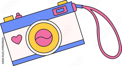 Retro 90s element decoration. Gameboy, floppy disk, lips, spray, shoes, casette, phone, camera, lollipop illustration. Vector isolated.