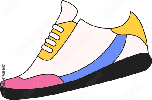 Retro 90s element decoration. Gameboy, floppy disk, lips, spray, shoes, casette, phone, camera, lollipop illustration. Vector isolated.