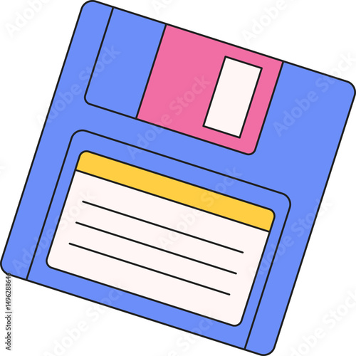 Retro 90s element decoration. Gameboy, floppy disk, lips, spray, shoes, casette, phone, camera, lollipop illustration. Vector isolated.