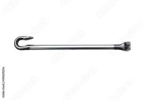 A Detailed Metallic Pry Bar with Hooked End and Forked Head