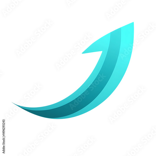 Modern Arrow with Dynamic Curves in Turquoise Color Isolated on Transparent Background