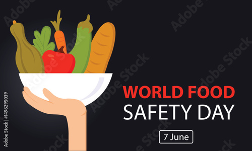 illustration vector graphic of hands lifting a tray of food ingredients, perfect for international day, world food safety day, celebrate, greeting card, etc.