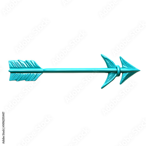 Contemporary Arrow with Modern Lines in Vibrant Tur Isolated on Transparent Background