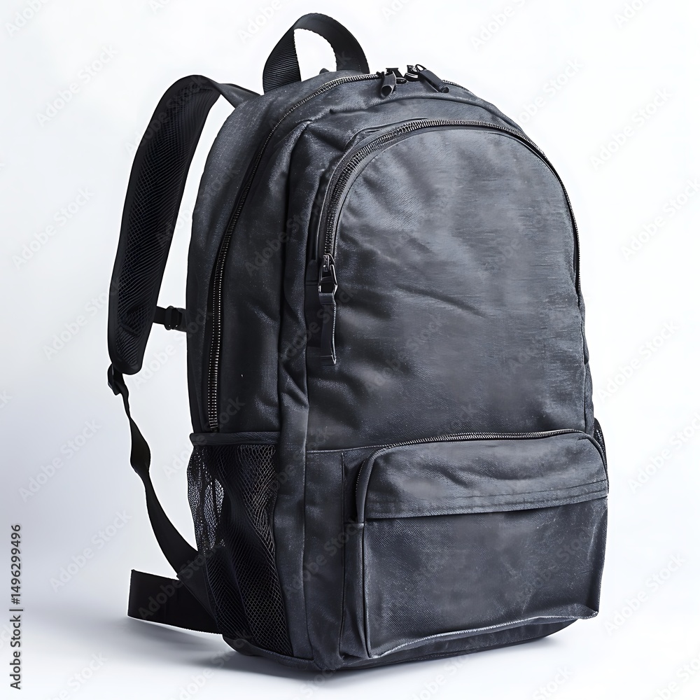 Naklejka premium Stylish black backpack perfect for everyday use and travel adventures isolated
