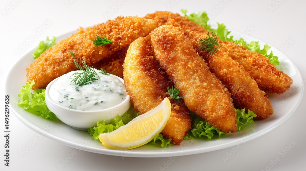 Delicious Crispy Fried Fish Fillets with Side Dish - Culinary Delight Delicious Crispy Fried Fish Fillets with Side Dish - Culinary Delight
