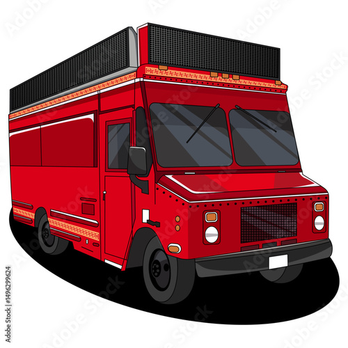 Street Food Truck Vector Clipart Illustration
