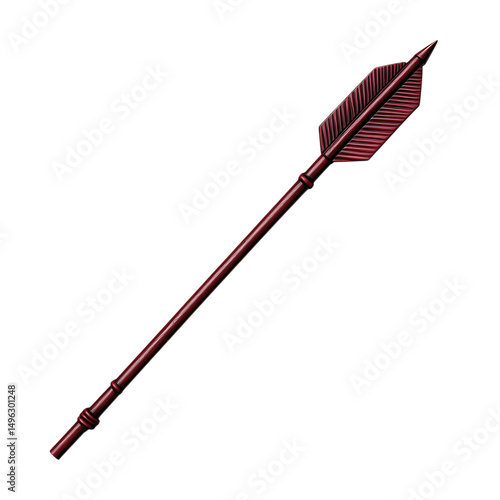 Bold Arrow with a Robust Form in Rich Burgundy Color Isolated on Transparent Background