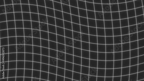 wavy geometric grey grid pattern with glowing white highlights forming seamless vibrant background moves in zigzag motion. Concept of digital symmetry, optical illusion, modern texture, loop