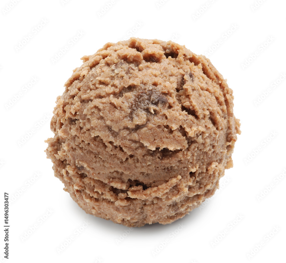 One scoop of delicious ice cream on white background One scoop of delicious ice cream on white background