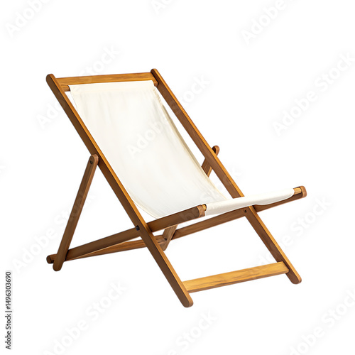 Minimalist Foldable Wooden Beach Chair with a Sleek Isolated on Transparent Background