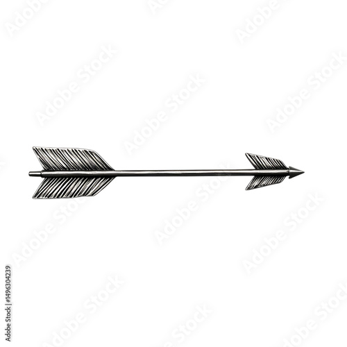 Minimal Arrow with a Stylish Silhouette in Platinum Isolated on Transparent Background