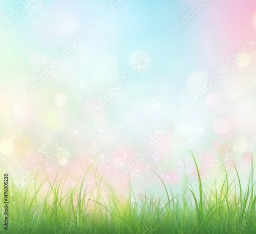 Bright Pastel Grassy Field Background