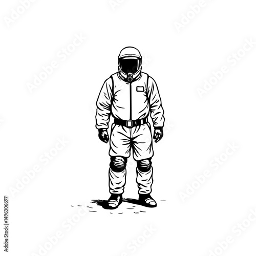 Protective suit character illustration displaying safety measures and preparedness