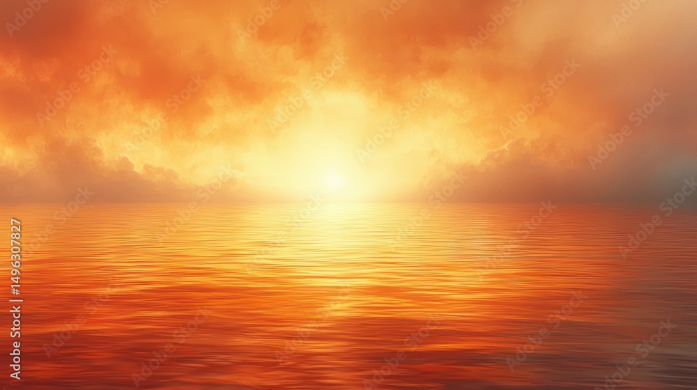 Obraz premium Fiery sunset over still water