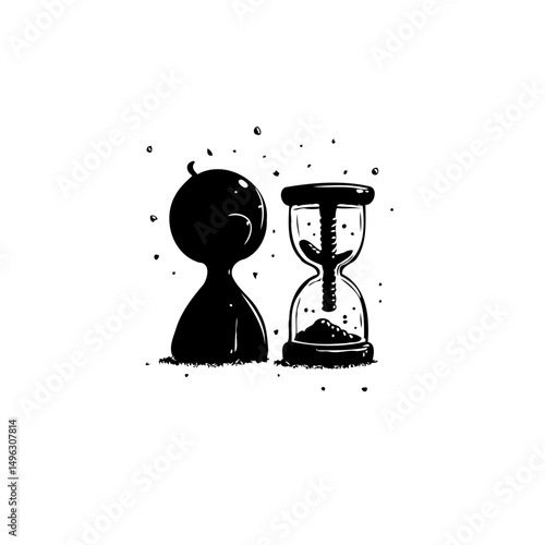 Stylized illustration portraying time, concept of mortality and finitude of life