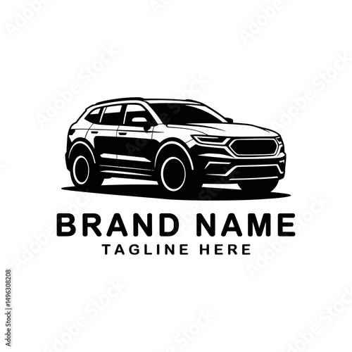 Modern SUV Car Vector Illustration with Brand Name Placeholder for Automotive Industry