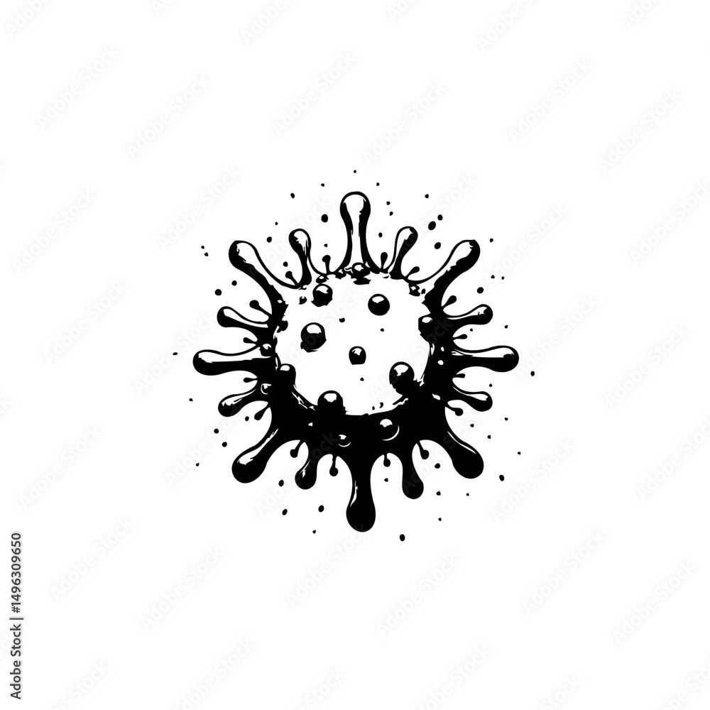 Abstract representation of viral structure with contrasting design elements Abstract representation of viral structure with contrasting design elements