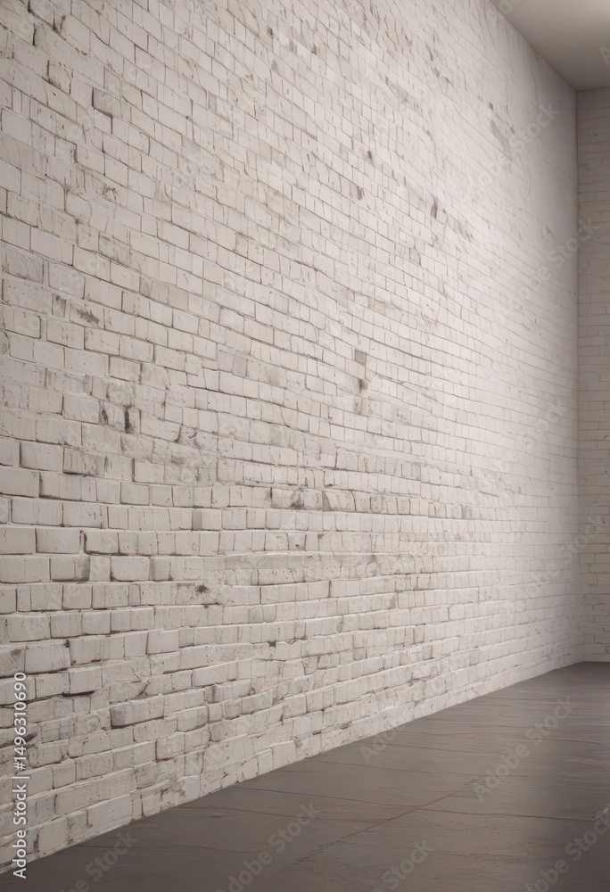 Fototapeta premium Softly lit white brick wall, clean texture, ample copy space , minimal, texture