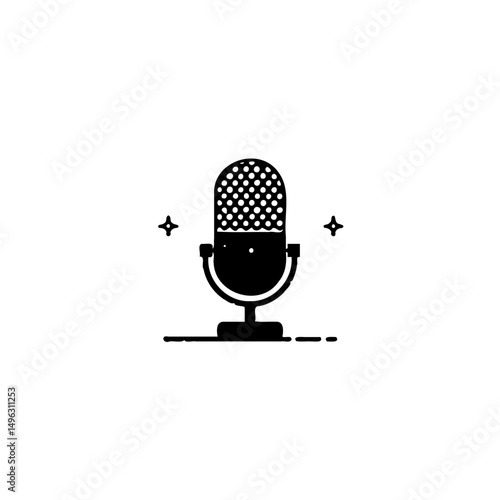 Vintage microphone symbol design, podcast or broadcasting minimal conceptualization