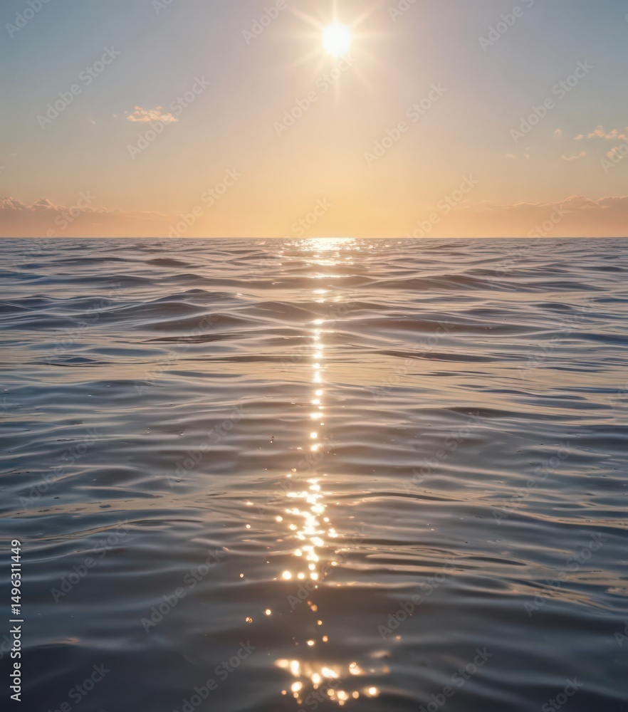 Obraz premium Sun-kissed ripples shimmer, glassy surface reflects sky, green, ripples