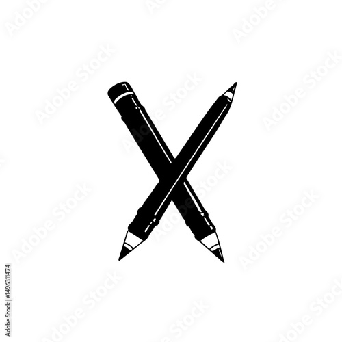Stylized crossed writing implements illustration conveying artistry and craftsmanship