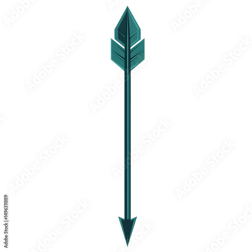 Bold Arrow with Robust Vectors in Deep Teal Colour Isolated on Transparent Background
