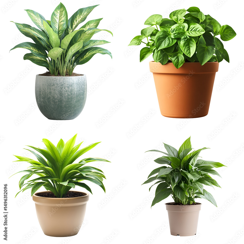 Fototapeta premium Potted plants isolated on black background