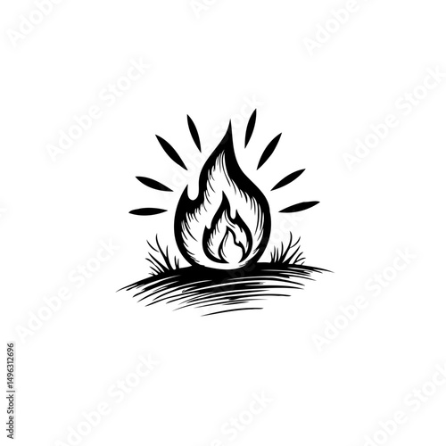 Stylized campfire illustration evoking warmth and rustic outdoor experience