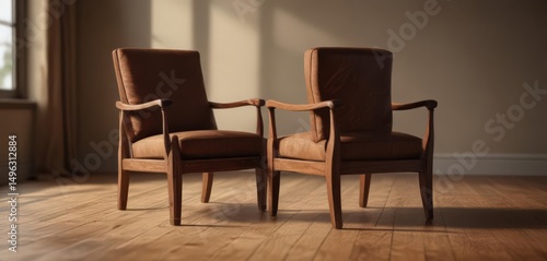 Wallpaper Mural Deep chair shadow, rich wood tones, soft focus ,  lighting,  still life,  minimal Torontodigital.ca