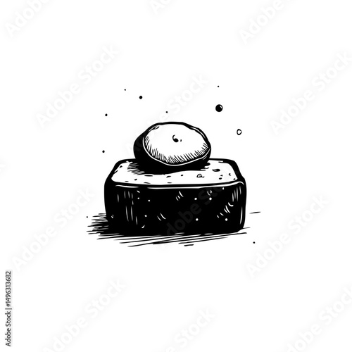 Monochrome dessert drawing with topping, isolated on white background artful illustration