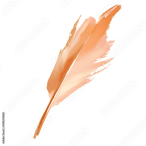 Artistic Arrow with Fluid Brushwork in Soft Apricot Isolated on Transparent Background