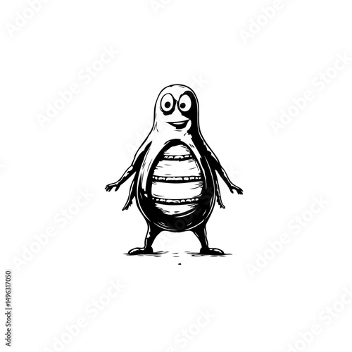 Whimsical Creature Illustration: Hand-Drawn Character with Expressive Features