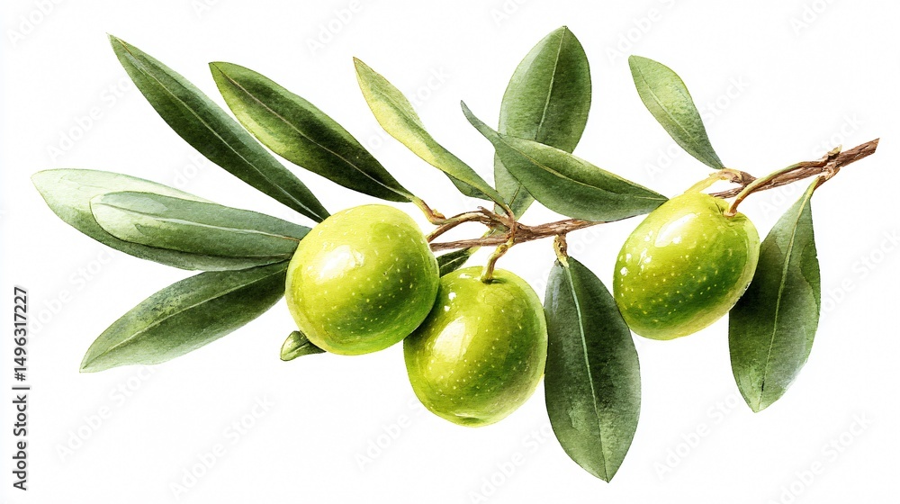 custom made wallpaper toronto digitalFresh Green Olives on Branch with Lush Leaves - Natural and Organic Ingredients