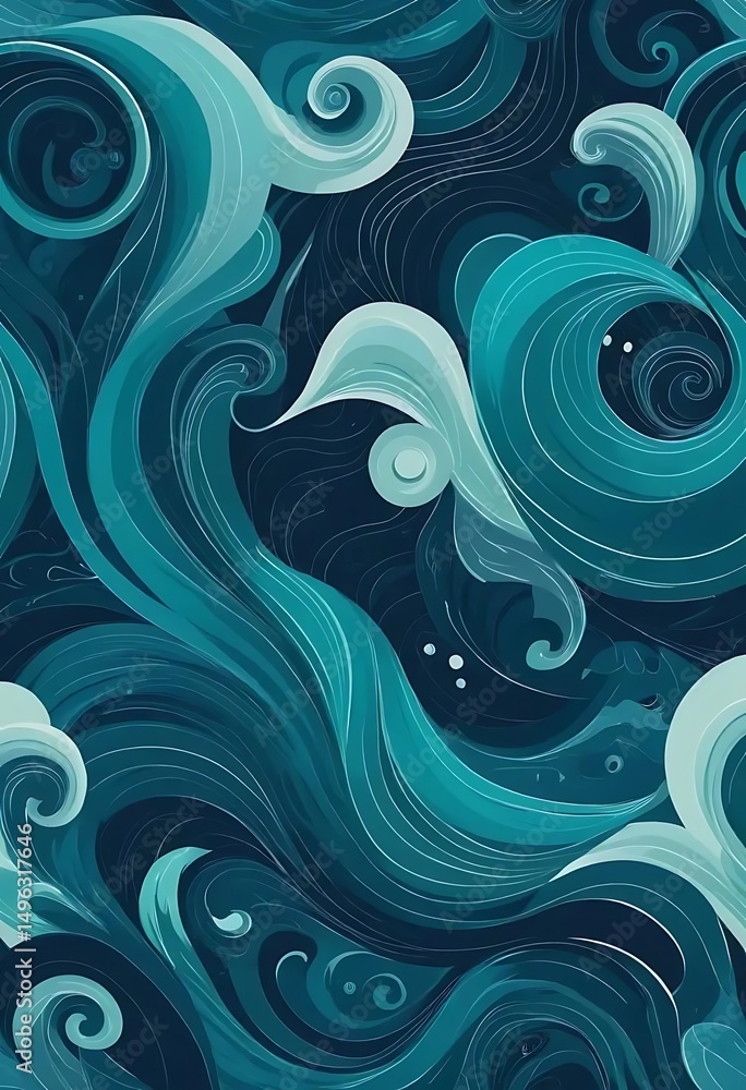 Captivating swirls abstract, seamless pattern with stylized ocean waves Captivating swirls abstract, seamless pattern with stylized ocean waves