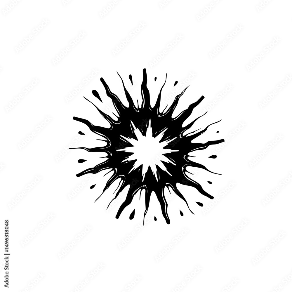 Fototapeta premium Monochrome burst illustration radiating from a central stellar cavity space