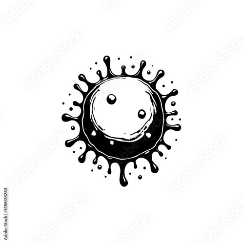 Stylized Vector Representation of Microscopic Germ with Fluid Droplets Emanating Outward
