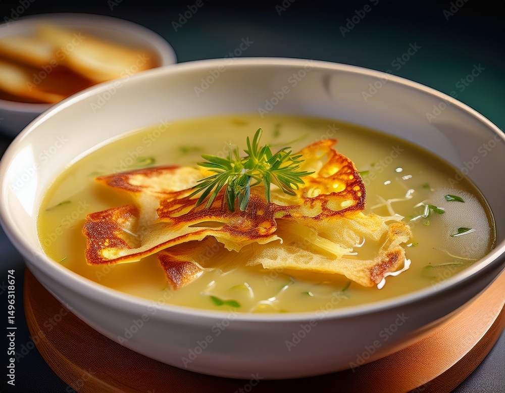 Frittatensuppe – österreichische Vorspeise mit Pfannkuchenstreifen Frittatensuppe – österreichische Vorspeise mit Pfannkuchenstreifen