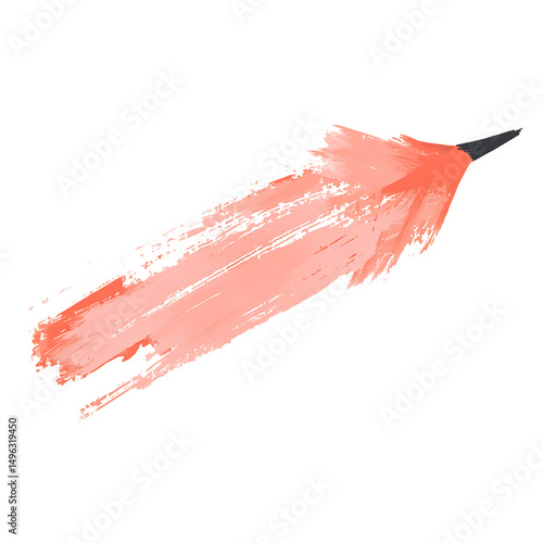 Artistic Arrow with Freeform Brush Strokes in Soft Isolated on Transparent Background