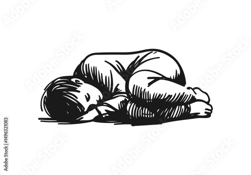 Person sleeping hand drawn vector illustration