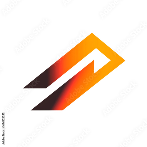 Modern Arrow with Clean Bold Lines in Blazing Orange Isolated on Transparent Background