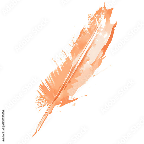 Artistic Arrow with Fluid Brushwork in Soft Apricot Isolated on Transparent Background