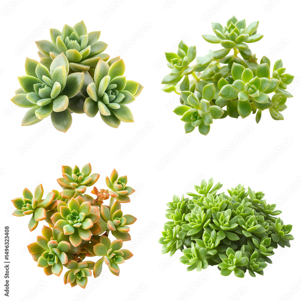Fototapeta premium Succulent plant variety display on black background