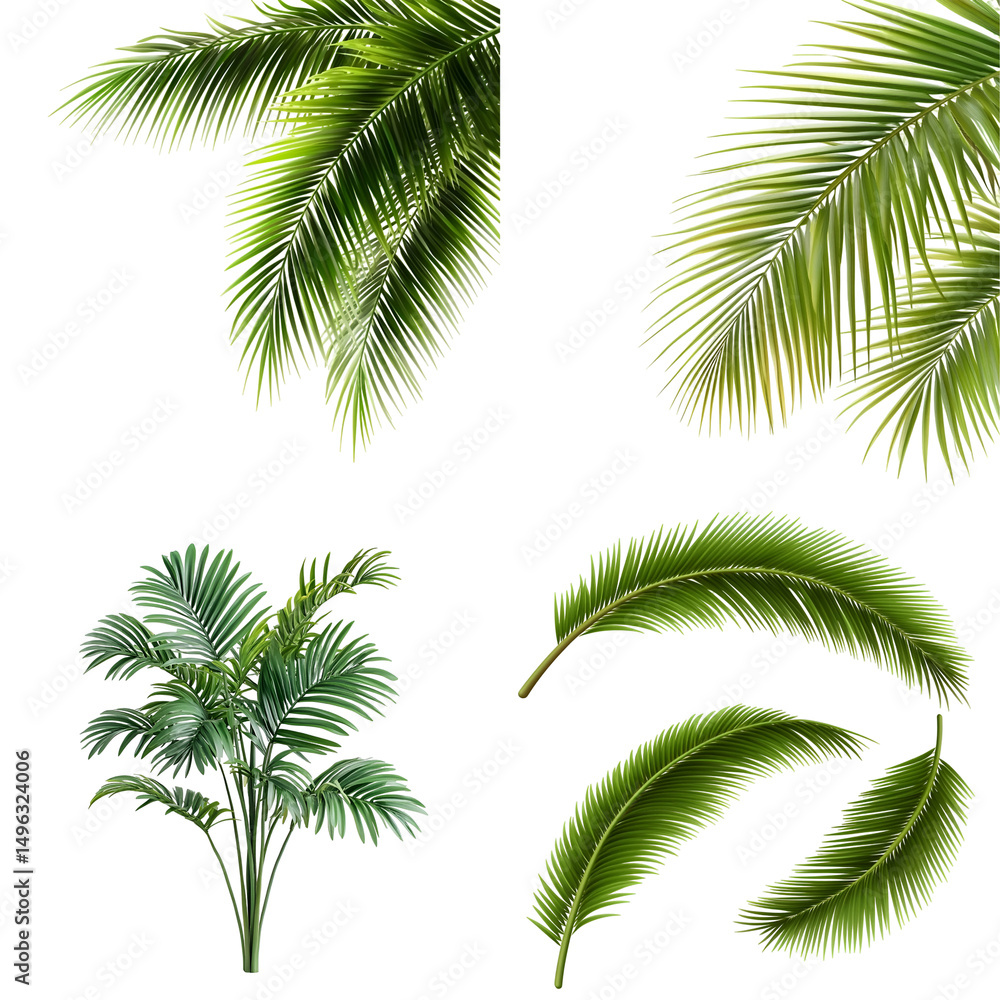 Naklejka premium Tropical plant leaves collection for design