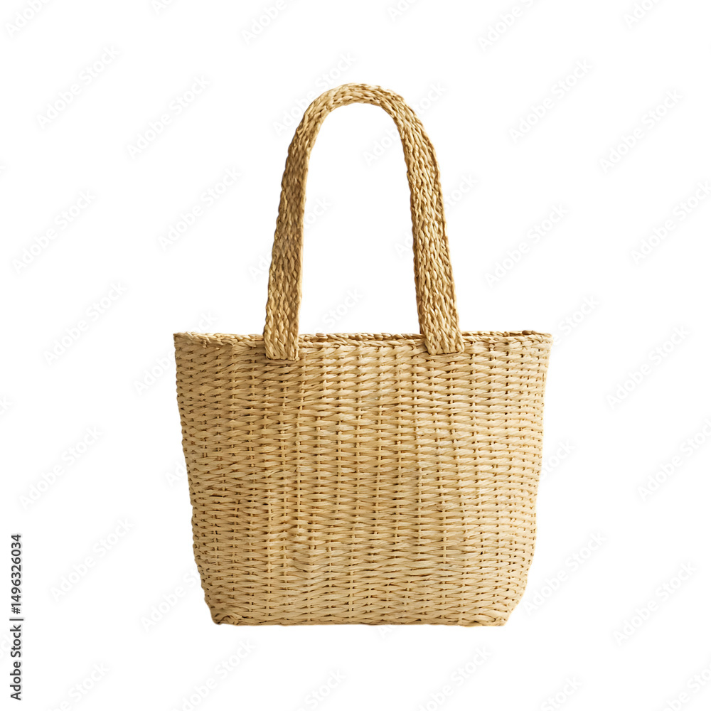 Minimal Straw Tote Bag with a Simple Elegant Weave Isolated on Transparent Background Minimal Straw Tote Bag with a Simple Elegant Weave Isolated on Transparent Background
